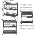 thumbnail image 5 of ZXNYH Bar Cart for The Home with Wine Rack and Glasses Holder, Industrial Liquor Serving Carts on Wheels, Rustic Wood and Metal Coffee Cart and Drink Trolley for Dining Room and Kitchen (Rustic Oak), 5 of 7