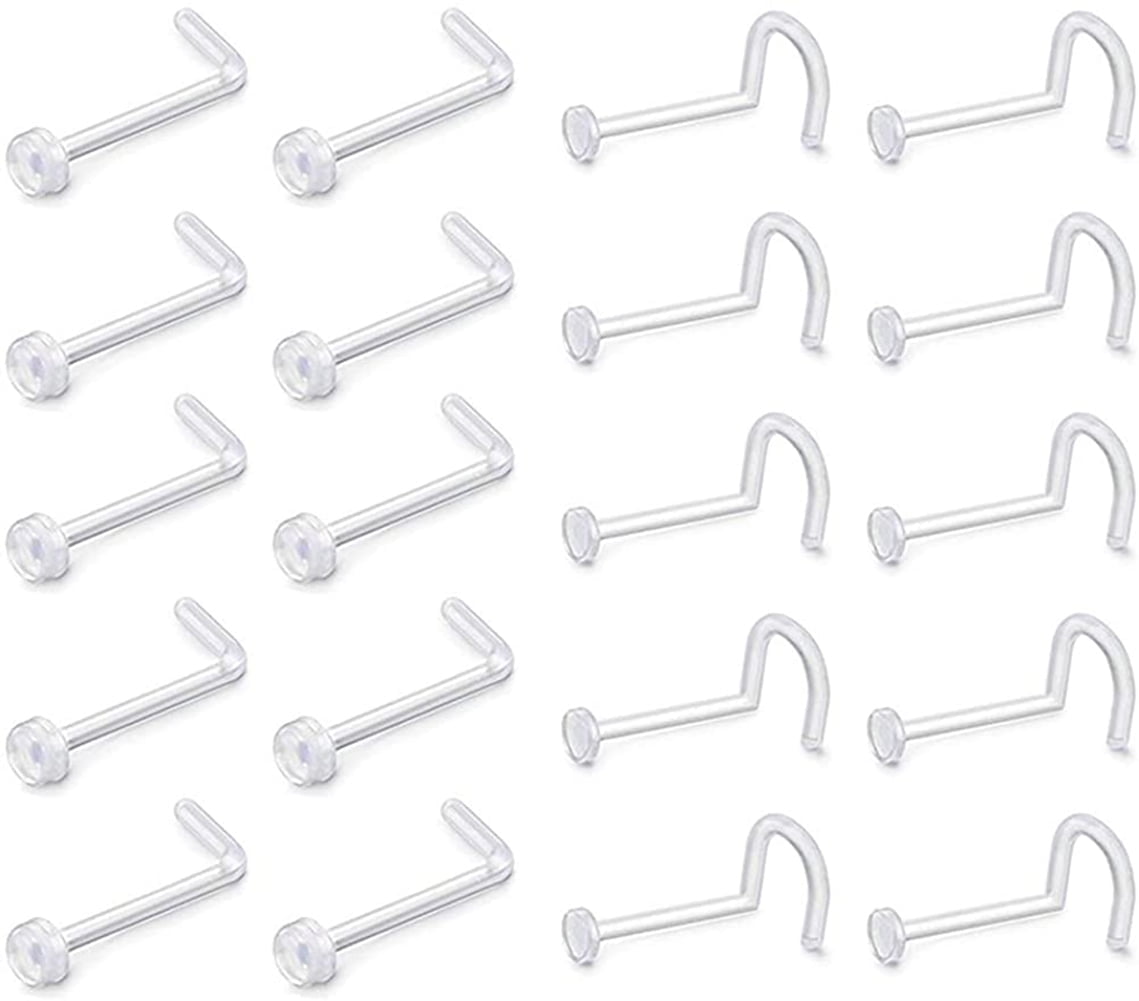 Briana Williams 18/20G Clear nose ring L Shaped retainer for Women men
