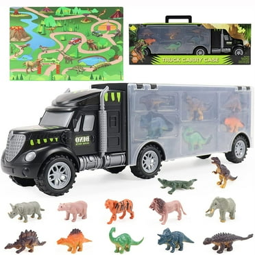 SAYFUT Dinosaur Truck Carrier, Dinosaur Toy for Boys, 12 Dinosaur Toys Playset, Toy Dinosaurs for Boys Age 3 & Up with More Dinosaur Figures, Dinosaur Trucks for Boys Toys Age 4-5, 6, 7 Years Old