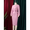 thumbnail image 3 of Pink Dress With 3D Floral Waist Detail Long Sleeve, 3 of 28