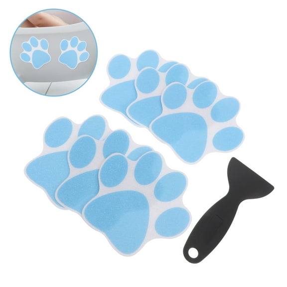 MUSEYA 6pcs Dog Paw Print Tub Stickers Blue for Non Slip Shower Floors and Bathtub