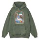 thumbnail image 4 of Sudadera con capucha para hombre, 100 % algodón, con lavado desgastado retro, con texto "Mantente positivo incluso si te comen los tiburones", ropa de abrigo holgada con capucha, 4 of 4