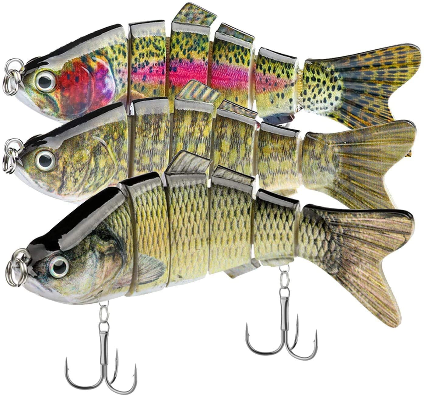 Fishing Lures for Bass Trout Jointed Swimbaits Bionic Swimming Lure Freshwater Saltwater Slow Sinking Bass Fishing Lures Kit Pack of 4 Lifelike
