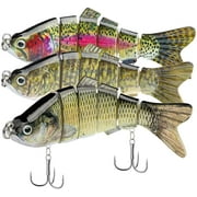 Fishing Lures for Bass Trout 97mm Multi Jointed Swimbaits Slow Sinking Bionic Swimming Bass Lures Lifelike Fishing Lures for Freshwater Saltwater Fishing Lures Tackle Kits,3 Pack (Pack of 3-C)