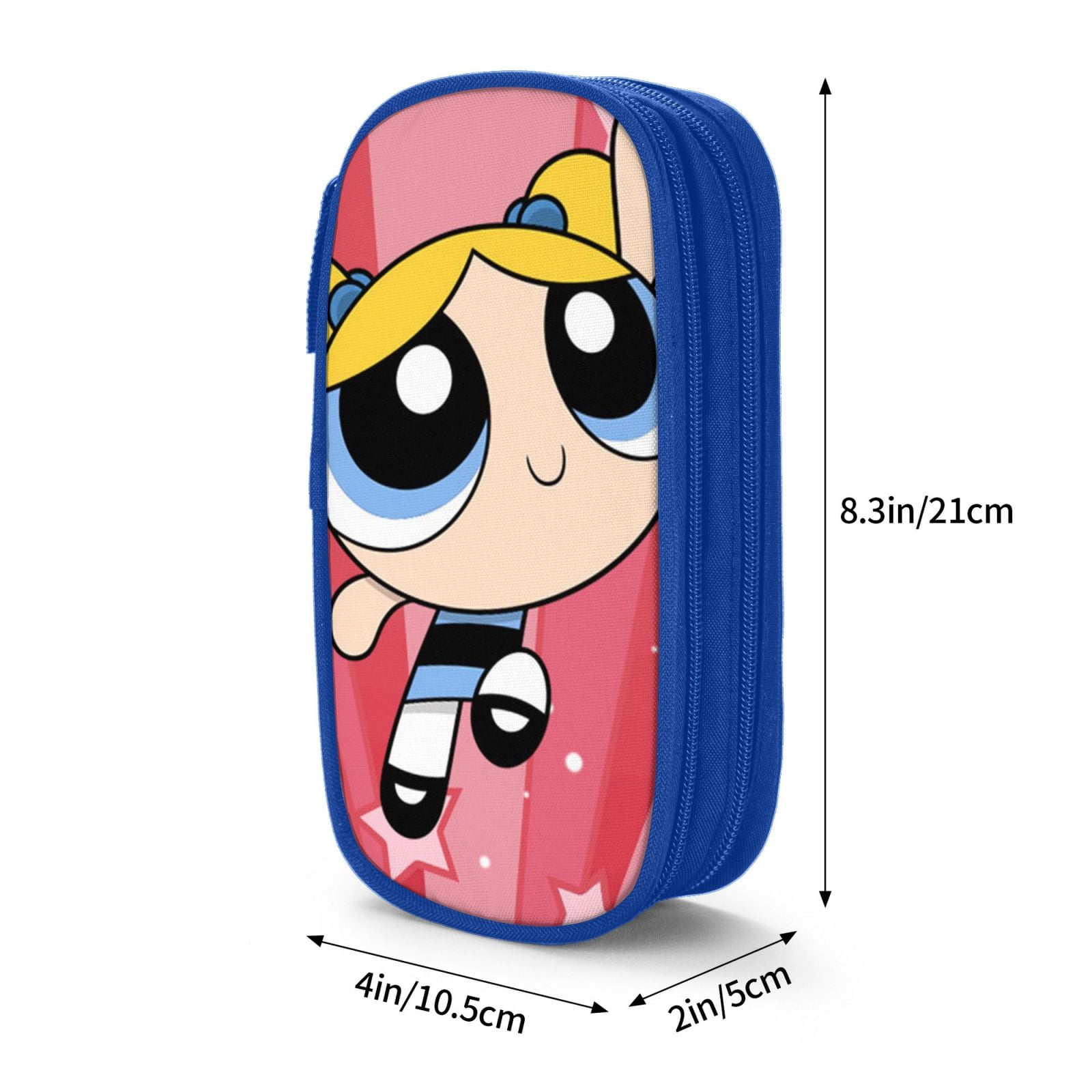 The Powerpuff Gi-rls Pencil Case Large Capacity Pencil Pouch Penbag Office Stationery Organizer Travel Makeup Bag Blue