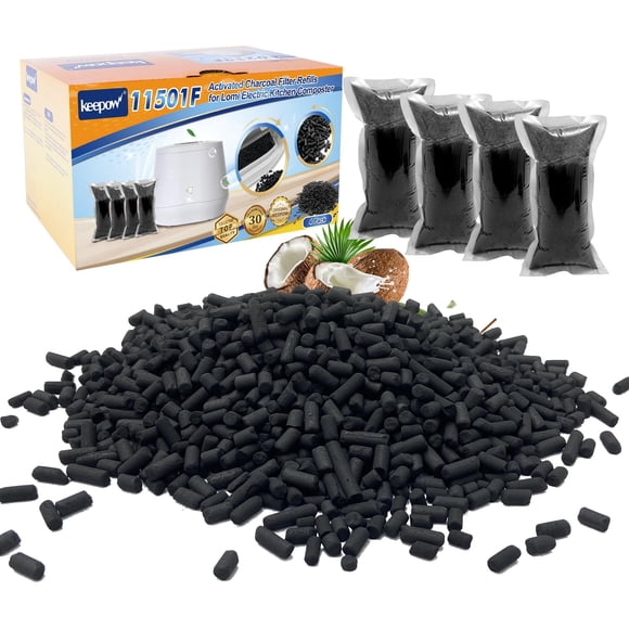 KEEPOW Lot de 4 Recharges de Charbon Activé pour Composteur de Cuisine Lomi, Filtre au Charbon Absorbant les Odeurs de Remplacement pour Lomi Smart Waste Electric