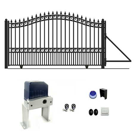ALEKO Garden Yard Steel Single Sliding 14 ft Gate London Style with Gate Opener