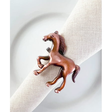 

Fennco Styles Horse Metal Napkin Rings Set of 4 - Copper Animal Napkin Holders for Home Dining Table Décor Banquets Holidays Family Gatherings and Special Occasions