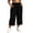 Black, variant on Plus Size Capris for Women Textured Wide Leg Pants Casual Drawstring Elastic Waist Side Slit Loose Fit Summer Cropped Pants