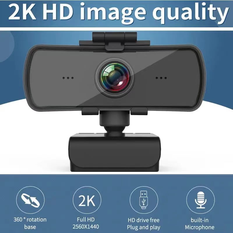 2K 4MP Autofocus Webcam with Tripod Stand, USB HD Web Camera with Built-in Mic for PC Video Recording