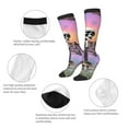 thumbnail image 3 of Xecao Sky Sunflower Skull print thigh-high socks, crafted for both men and women with a stretchy, high-opaque design perfect for daily wear, 3 of 6