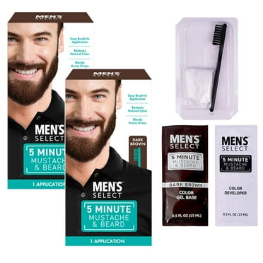 2 Packs Men's Dark Brown Hair Dye Mustache Beard 5 Min Permanent Brush In Color