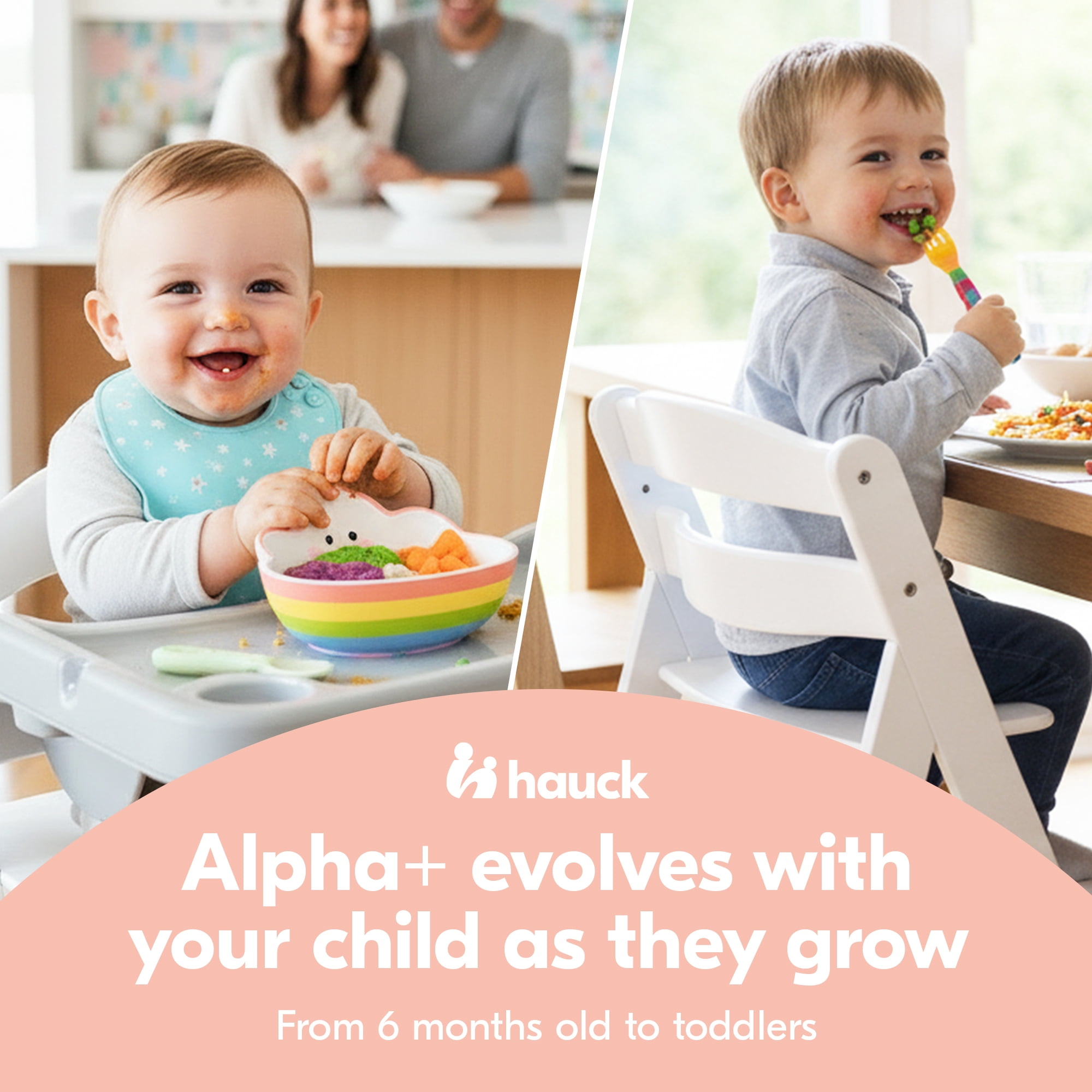 hauck Alpha+ Adjustable Booster High Chair and High Chair Tray Table, Grey