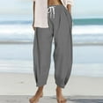 thumbnail image 2 of EDFBUYKRS Female Women Pants Casual Womens Cargo Pants Petite Baggy Womens Casual Solid Color Loose Pockets Elastic Belt Waist Pants Long Trousers Xxl, 2 of 6