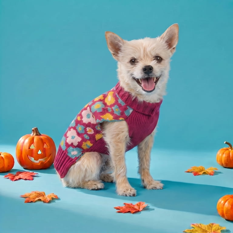 Vibrant Life Fall Flowers Sweater for Dogs & Cats, XS photo 2