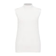 thumbnail image 4 of ManxiVoo Women Autumn Round Neck Check Pocket Short Sleeved Knitted Sweater Cropped Pullover Slim Sleeveless Turtleneck for Base Layer Comfort M Size White, 4 of 9