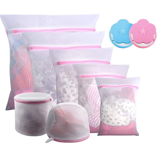Bolsas de Lavanderia, Bolsas de Lavado de Ropa con Filtro de Lavadora, Rosa, 9 piezas