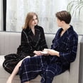 thumbnail image 5 of HBFAGFB Robe pour Hommes Plus Velours Épaissi Peignoir à Carreaux Manches Longues Pyjama avec Poches Rouge Taille TG, 5 of 5