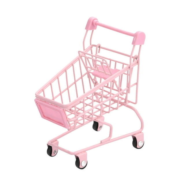 jifeng Mini Panier d'Achats Jouets de Jeu d'Imitation Papeterie Mignon Organisateur de Bureau pour Bureau Rose