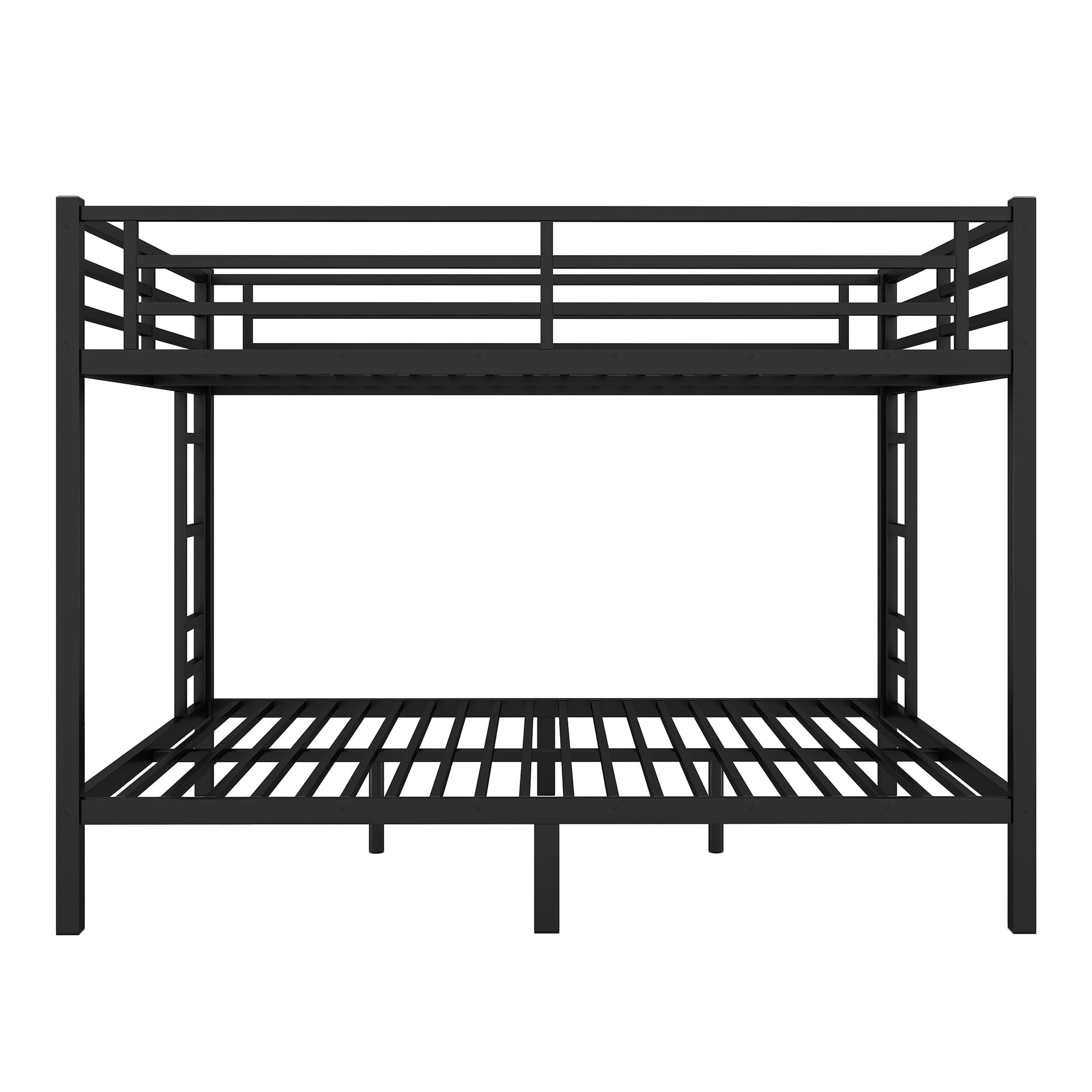 Mintazer Queen Over Queen Metal Bunk Bed with 2 Side Ladders & Guardrails for Teens Adults Bedroom Dorm, Black