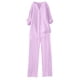thumbnail image 5 of Conjunto de 2 piezas para mujer: pantalones anchos con cintura elástica y blusa de manga larga - Ropa informal para todas las estaciones - Poliéster, tallas S-XL, 5 of 5