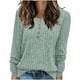 thumbnail image 2 of Suéter de cuello redondo para mujer, informal, liso, de invierno, de manga larga, con botones, de punto cepillado, holgado, para mujer, 2 of 7