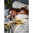 thumbnail image 3 of Vintage Sunflower King Size Flat Sheet, Wrinkleproof & Fadeproof Cooling Flat Bed Sheet Only, Spring Floral Summer Botanical Plaid Breathable Soft Bedding Top Sheets 105 x 98 Inches, 3 of 8