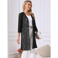 thumbnail image 3 of DARING DIVA Lace 3/4 Sleeve Crochet Open Front Long Cardigans S Black, 3 of 7