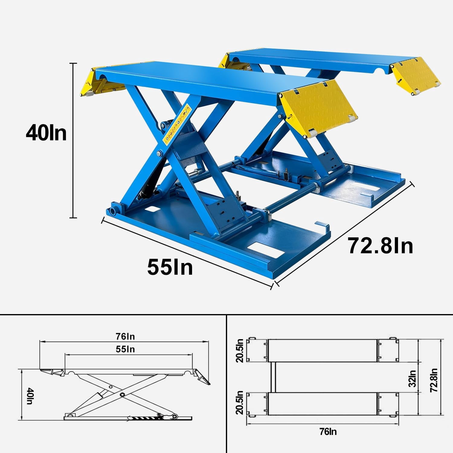 HPDAVV 8,000 LBS Portable Car Lift, 110V Electric Unlock Hydraulic Vehicle Lift with 40" Max Lift Height, Rolling Mobile Garage Auto Lift for SUVs, Trucks and Light Duty Vehicles