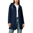thumbnail image 3 of Womens Outdoor Jacket Plus Size Hooded Waterproof Long Sleeve Solid Color Plaid Lined Winter Casual Daily Outdoor Mid Length Jacket Raincoat with Pockets, 3 of 10