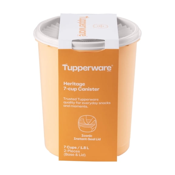 Tupperware Heritage 7-Cup Food Storage Canister with Lid, Peach