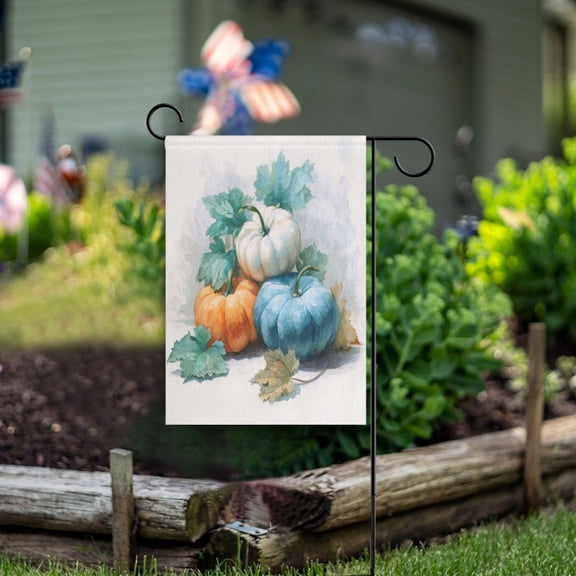 12x18 inch Double-Sided Garden Flags Banners Vibrant Outdoor Decor for House Patio Outdoor Watercolor Pumpkins and Leaves