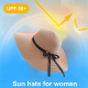 thumbnail image 4 of Harhinhe Sombrero de paja para la playa, verano, excursión junto al mar, ala grande, protector solar, sombrilla, vacaciones, sombrero para el sol con borde grande, sombrero para el sol, 4 of 5