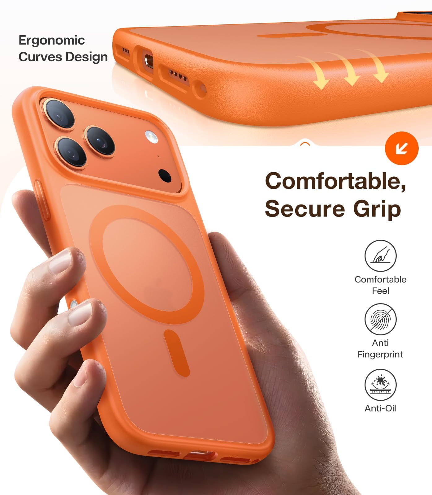 TORRAS Guardian Mag for iPhone 17 Pro Case, Stronger Magnetic & Shockproof,Fit for MagSafe, Military Grade Drop Protection, Camera Control, DIY Button,6.3″,Cosmic Orange