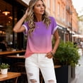 thumbnail image 2 of Wang6 Womens Plus Size Short Sleeve T Shirts Causal Loose Fit Gradient Printed Summer Tops Trendy Crew Neck Tees Shirts Purple M, 2 of 6