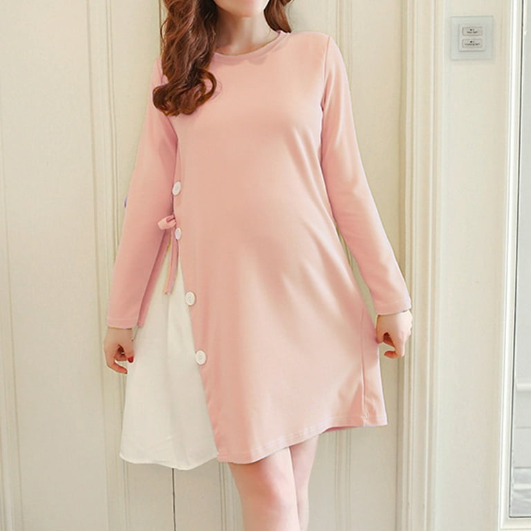 fashion nova corset dress Oversized Linen Maternity Dress with Short Sleeves and Pockets from  NikkaPlace main image 0
