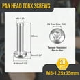 thumbnail image 2 of M8x35mm Pan Head Torx Security Screws - 20Pack - Stainless Steel - Silver, 2 of 6