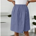 thumbnail image 5 of biudgviw Knee Length Skorts Skirts for Women Elastic Waist Tennis Skirt Trendy Casual Wide Leg Bermuda Shorts with Pockets, 5 of 7