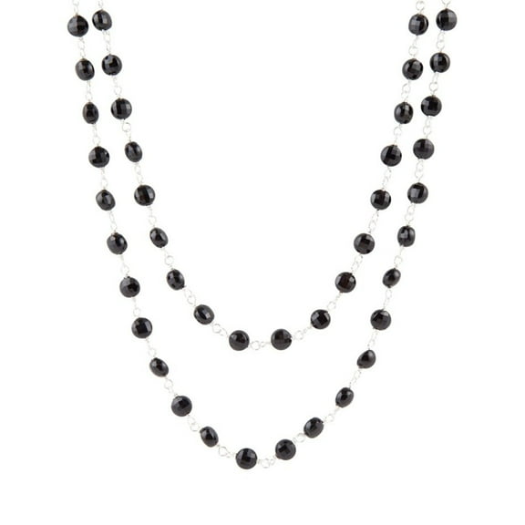 Two Row Onyx and Sterling Silver Necklace