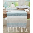 thumbnail image 2 of Fennco Styles Summer Striped Fringe Table Runner 16" W x 120" L - Aqua Cotton Blend Table Cover for Home Décor, Dining Table, Banquets, Family Gathering and Special Events, 2 of 4