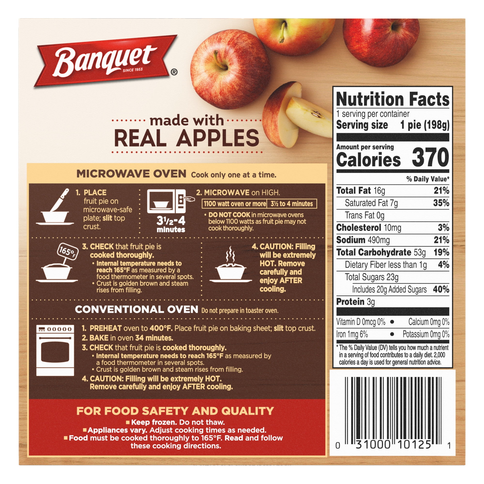 Banquet Apple Pie, Frozen Dessert, 7 oz.
