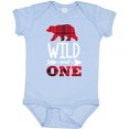 thumbnail image 3 of Inktastic Plaid Bear Wild and 1 with Arrow Boys or Girls Baby Bodysuit, 3 of 5