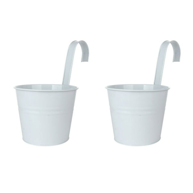 2Pcs Hanging Flower Pots Fence Outdoor Metal Decoration Removable Garden Indoor Railing Iron Wall Planter