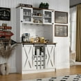 thumbnail image 7 of DreamCurship 72" Kitchen Pantry Cabinet with Microwave Stand, Freestanding Cupboard Storage Cabinet, Tall Buffet Cabinet with Hutch, Stemware Rack & Adjustable Shelves, White, 7 of 7