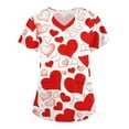 thumbnail image 2 of Print Scrub Tops,Women's Valentine's Day Printed Loose-Fit V-Neck Pocket Short-Sleeve Nursing Scrubs Top - Pink - M, 2 of 6