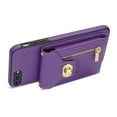 thumbnail image 3 of Dteck for iPhone 7 Plus / 8 Plus Zipper Pocket Case, Flip PU Leather Wallet Crossbody Shoulder Strap Lanyard Case with Credit Card Holder Women RFID Blocking Protective Purse Cover, purple, 3 of 7
