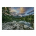 thumbnail image 1 of Mountain Cutting Board, Idyllic View with Tree on Still Lake Surrounded by Mountains and Moody Sky Image, Decorative Tempered Glass Cutting and Serving Board, Small Size, Multicolor, by Ambesonne, 1 of 1