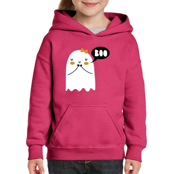 Boo. Shy Cute Little Ghost Hoodie Juniors -Image by Shutterstock, x-Large