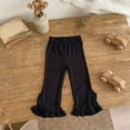 thumbnail image 3 of ZHOGXU Toddler Kids Girls Leggings Elastic Waist Solid Color Ruffle Summer Comfortable Lightweight Slim Fit Pants Trousers For Casual Daily Wear,Black,7-8 Years, 3 of 3