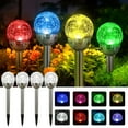 thumbnail image 3 of Rirool Solar Globe Lights Outdoor, Cracked Glass Ball Dual LED Garden Lights, Color-Changing Landscape Decoration (4 Pack), 3 of 11